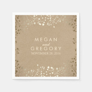 Baby's Breath Gold Floral Wedding Napkin