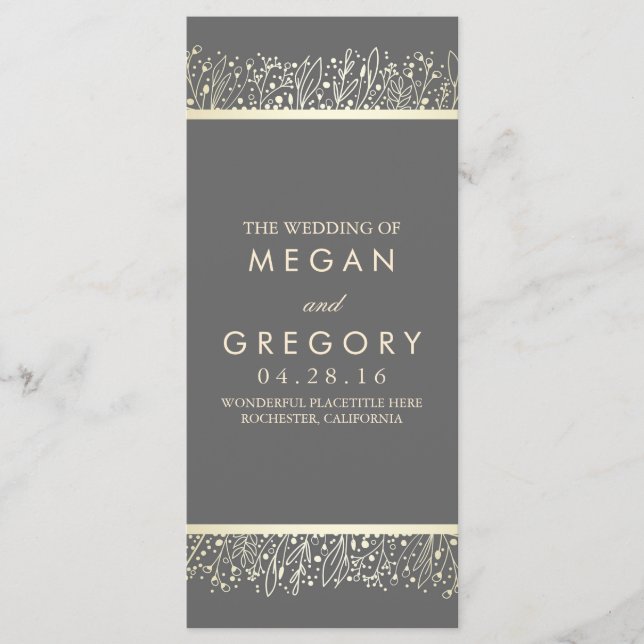 Baby's Breath Gold Floral Wedding Programs (Front)