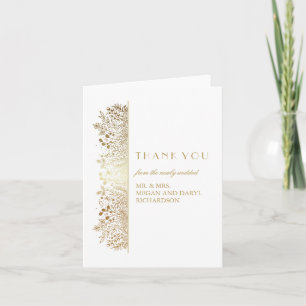 Baby's Breath Gold Floral Wedding Thank You Card