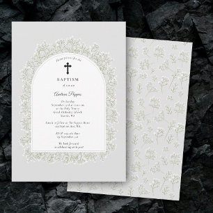 Baby's Breath Gypsophila Baptism Christening Invitation