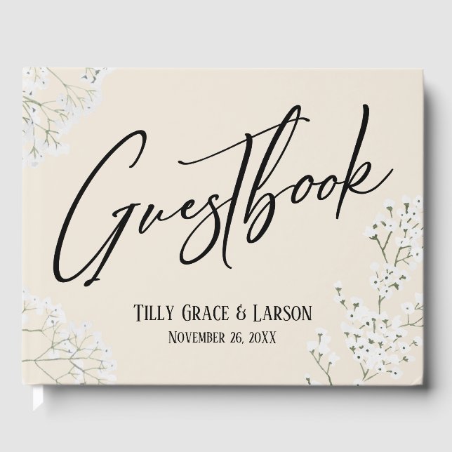 Baby's Breath Handwriting Cream Guestbook (Front)