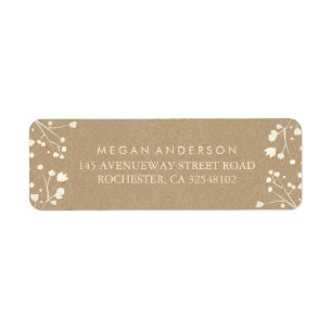 Baby's Breath Kraft Wedding Return Address Label