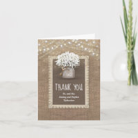 Baby's Breath Mason Jar Rustic Burlap Thank You
