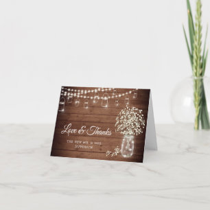 Baby's Breath Mason Jar Rustic Watercolor Floral Thank You Card