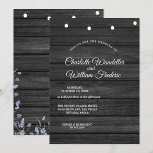 Baby's Breath Mason Jar Rustic Wood Wedding Invita Invitation