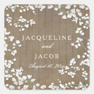 Baby's Breath Modern Rustic Country Western Wreath Square Sticker