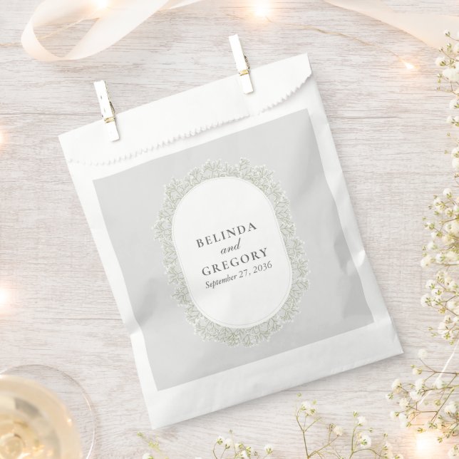 Baby's Breath Monogram Gypsophila Floral Wedding Favour Bag (Clipped)