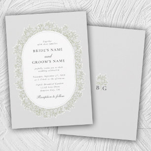 Baby's Breath Monogram Gypsophila Floral Wedding Invitation