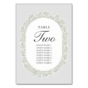 Baby's Breath Monogram Gypsophila Floral Wedding Table Number