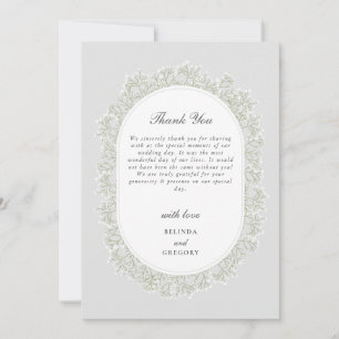 Baby's Breath Monogram Gypsophila Floral Wedding Thank You Card