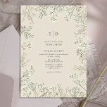 Baby's Breath Monogram Wedding Invitation<br><div class="desc">Botanical wedding monogram design with baby's breath over off white background.</div>