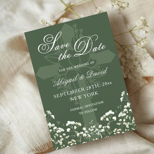 Baby's Breath on Sage Green Wedding Save The Date (Creator Uploaded)