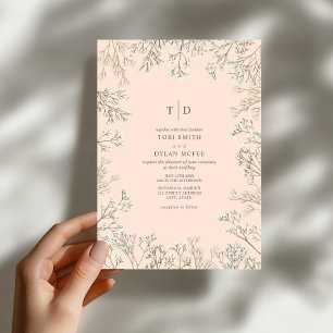 Baby's Breath Peach Monogram Wedding Invitation