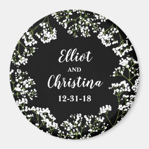 Babys Breath Personalised Save the Wedding Date Magnet