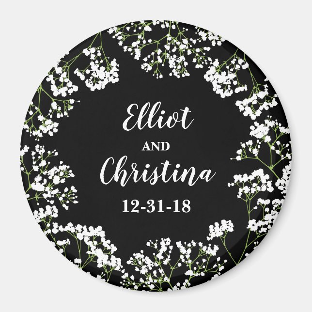 Babys Breath Personalised Save the Wedding Date Magnet (Front)