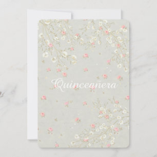 Baby's Breath Pink Floral Feminine Quinceanera Invitation