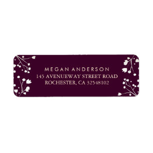Baby's Breath Plum Wedding Return Address Label