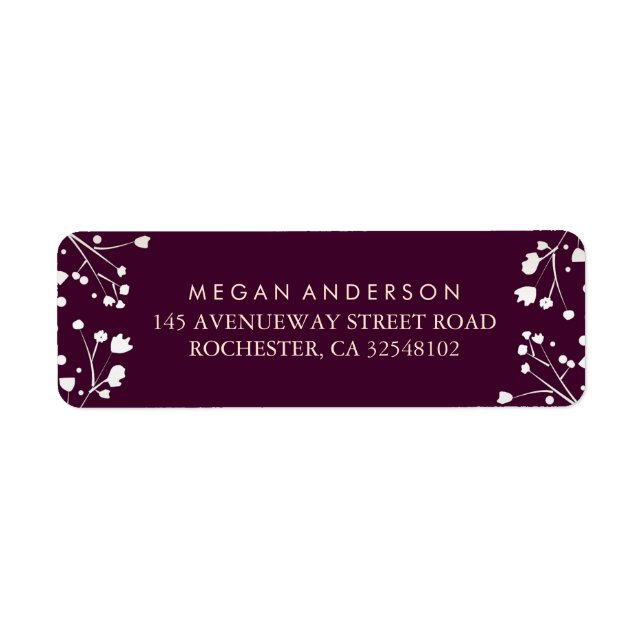Baby's Breath Plum Wedding Return Address Label (Front)