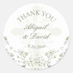 Baby's Breath Religious Wedding Classic Round Sticker