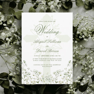 Baby's Breath Religious Wedding Invitation