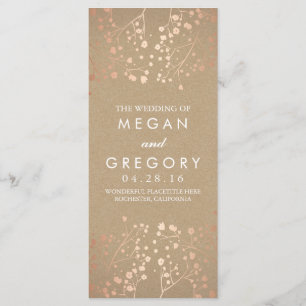 Baby's Breath Rose Gold and Kraft Wedding Programs