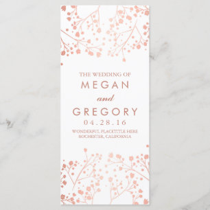 Baby's Breath Rose Gold and White Wedding Programs