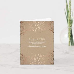 Baby's Breath Rose Gold Effect Wedding Thank You Card