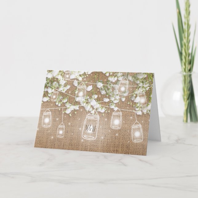 Baby's Breath Rustic Burlap Evening Reception Invitation (Front)