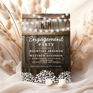 Baby's Breath Rustic Charm Engagement Party Invitation