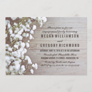 Baby's Breath Rustic Engagement Party Invitation