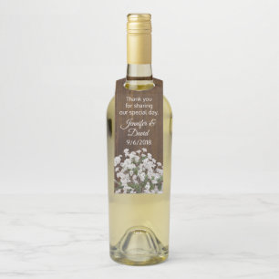Babys Breath Rustic Wedding Bottle Favour Tag