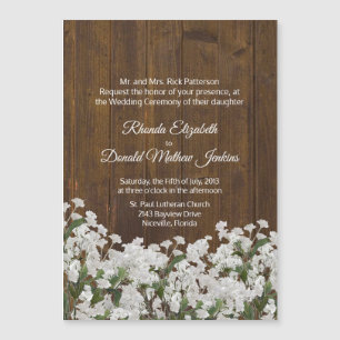 Babys Breath Rustic Wedding Invitation Magnet