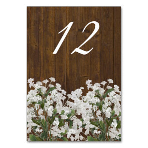 Babys Breath Rustic Wedding Table Number Card