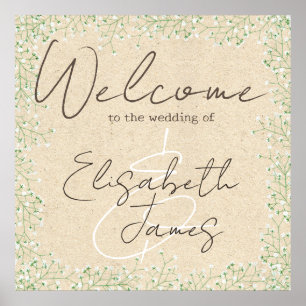 Baby's Breath Rustic Wedding Welcome Sign Poster