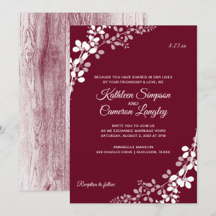 Baby's Breath Rustic Wood Wedding Marsala Invitation