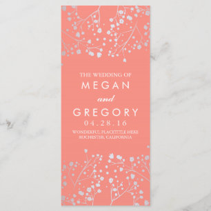 Baby's Breath Silver Coral Wedding Programs