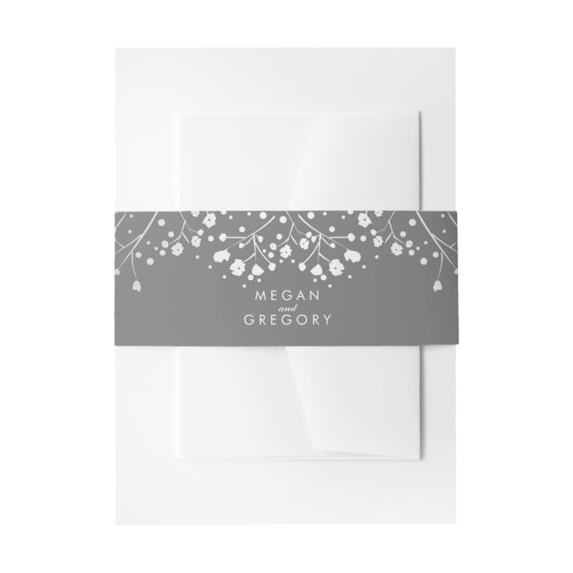 Baby's Breath Silver Grey Wedding Invitation Belly Band (Front Example)