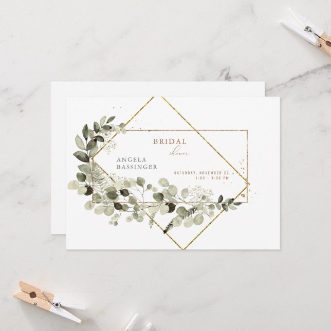 Baby's Breath Simple & Elegant Bridal Shower Invit Invitation (Front/Back In Situ)