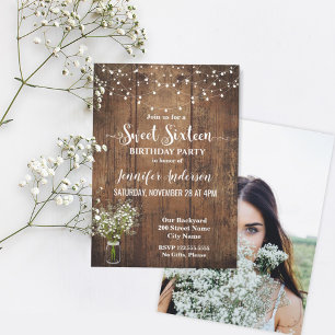 Baby's Breath Sweet sixteen birthday invitation