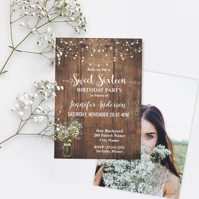 Baby's Breath Sweet sixteen birthday invitation (Creator Uploaded)