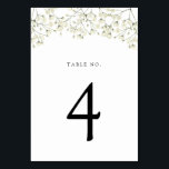Baby's Breath Table Number<br><div class="desc">Table number card prints on front and back (double-sided). Design features watercolor baby's breath. Items are printed exactly as they appear on your screen when you add to cart,  so personalise and add each table number that you need to your cart individually.</div>