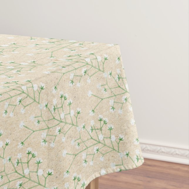 Baby's Breath Watercolor Floral Baptism Wedding Tablecloth (In Situ)