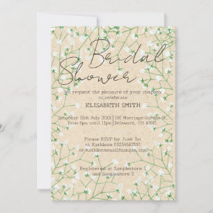 Baby's Breath Watercolor Floral Boho Bridal Shower Invitation