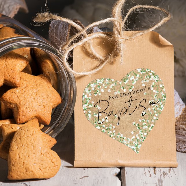  Baby's Breath Watercolor Flowers Rustic Boho Chic Heart Sticker (Creator Uploaded)