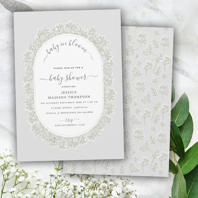 Baby's Breath Watercolor Gypsophila Baby Shower Invitation (Baby's Breath Watercolor Gypsophila Baby Shower Invitation)