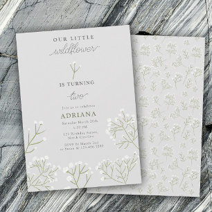 Baby's Breath Watercolor Gypsophila Girl Birthday Invitation