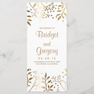 Baby's Breath White and Gold Wedding Programs