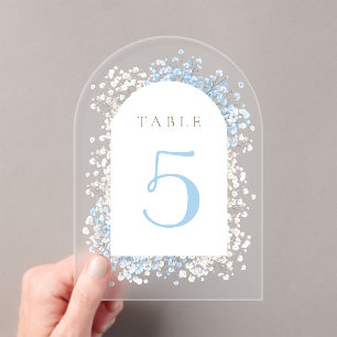 Baby's Breath white blue table number