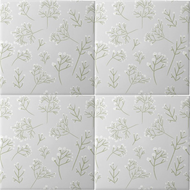 Baby's Breath White Floral Gypsophila Ceramic Tile (Baby's Breath White Floral Watercolor Gypsophila Ceramic Tile)