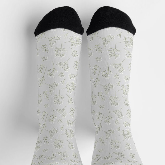Baby's Breath White Floral Gypsophila Socks (Top)